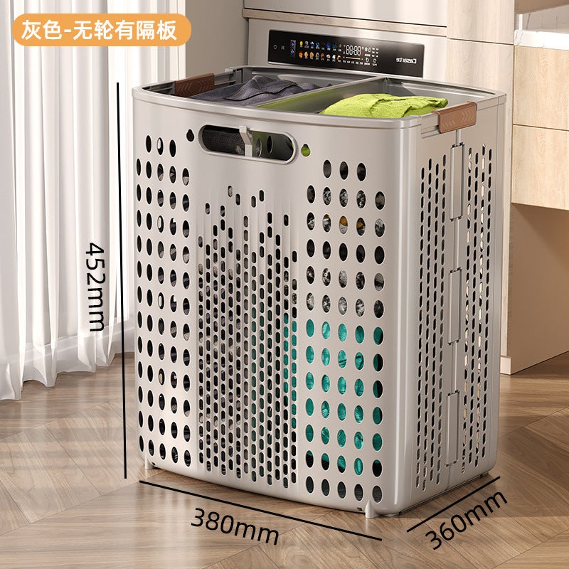 Pulled Household Large Capacity Folding Dirty Clothes Basket Baffle Dirty Clothes Basket Stackable Large Space Pulled Storage Basket - Image 1